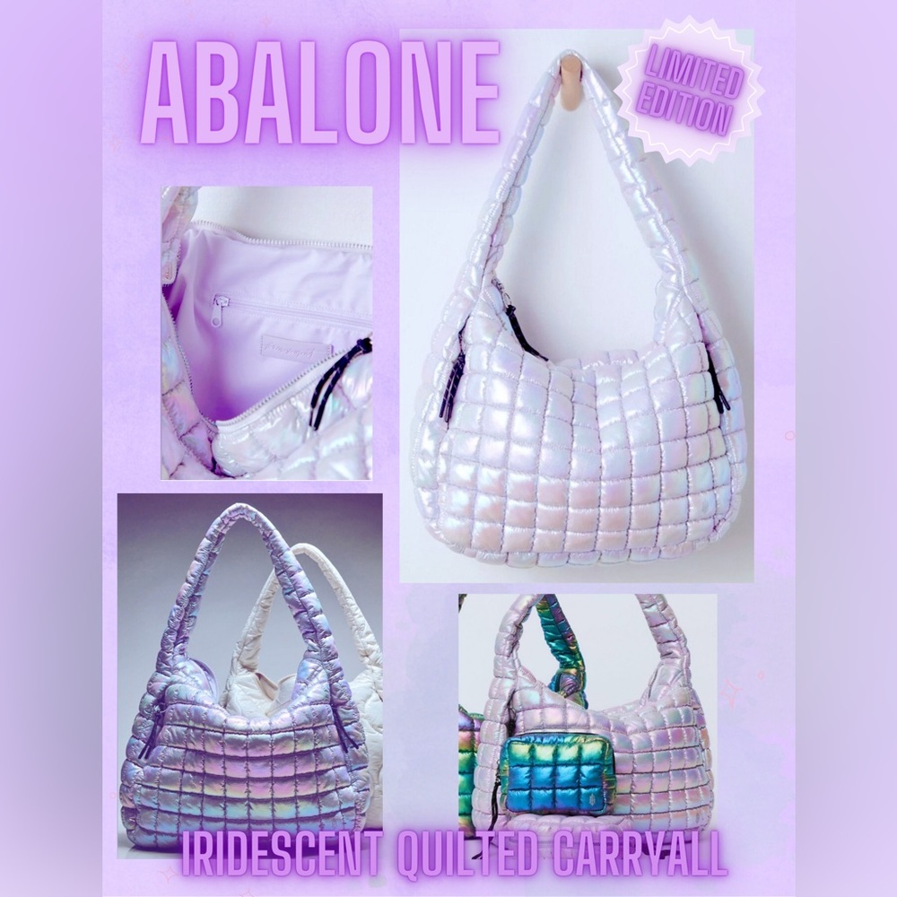 FP Movement x Free People Limited Edition Iridescent Quilted Carryall in Abalone